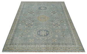 Custom Made Silver, Beige and Charcoal Traditional Hand knotted Mamluk design wool Area Rug