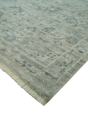 Custom Made Silver Brown Traditional Transitional Hand Knotted Wool Rug