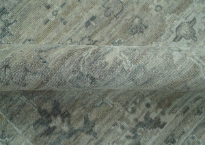 Custom Made Silver Brown Traditional Transitional Hand Knotted Wool Rug