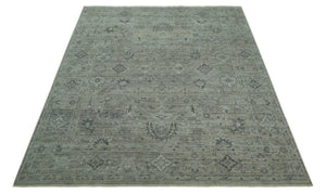 Custom Made Silver Brown Traditional Transitional Hand Knotted Wool Rug