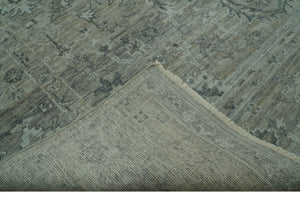 Custom Made Silver Brown Traditional Transitional Hand Knotted Wool Rug