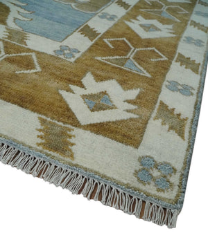 Custom Made Silver, Olive and Ivory Traditional Medallion Large Floral Design Hand knotted wool Area Rug