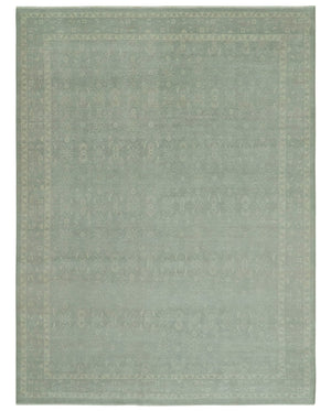 Custom Made Silver Traditional Silver Hand Knotted Wool Rug