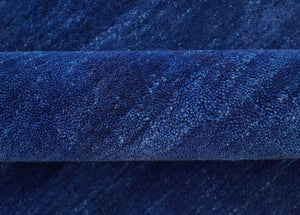 Custom Made Solid Modern Blue Hand Tufted thick Wool Area Rug