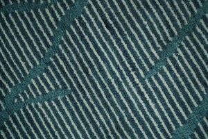 Custom Made Teal and Ivory Modern Stripes Design Hand Knotted wool Area Rug