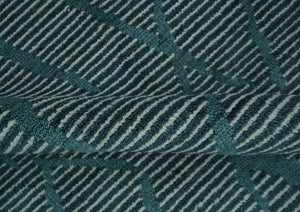 Custom Made Teal and Ivory Modern Stripes Design Hand Knotted wool Area Rug