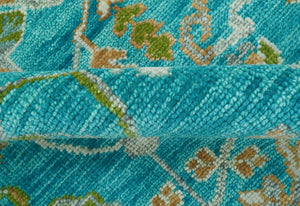 Custom Made The Plants and Roots Blue Hand Knotted Traditional Wool Area Rug
