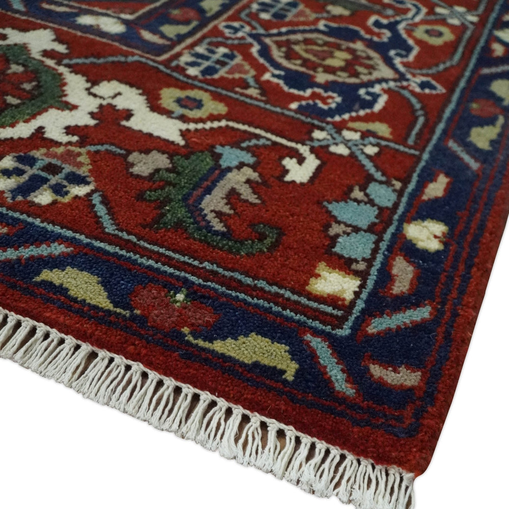 Custom Made Traditional Brown, Ivory and Blue Hand knotted Multi Size wool Area Rug