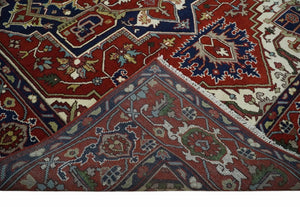 Custom Made Traditional Brown, Ivory and Blue Hand knotted Multi Size wool Area Rug