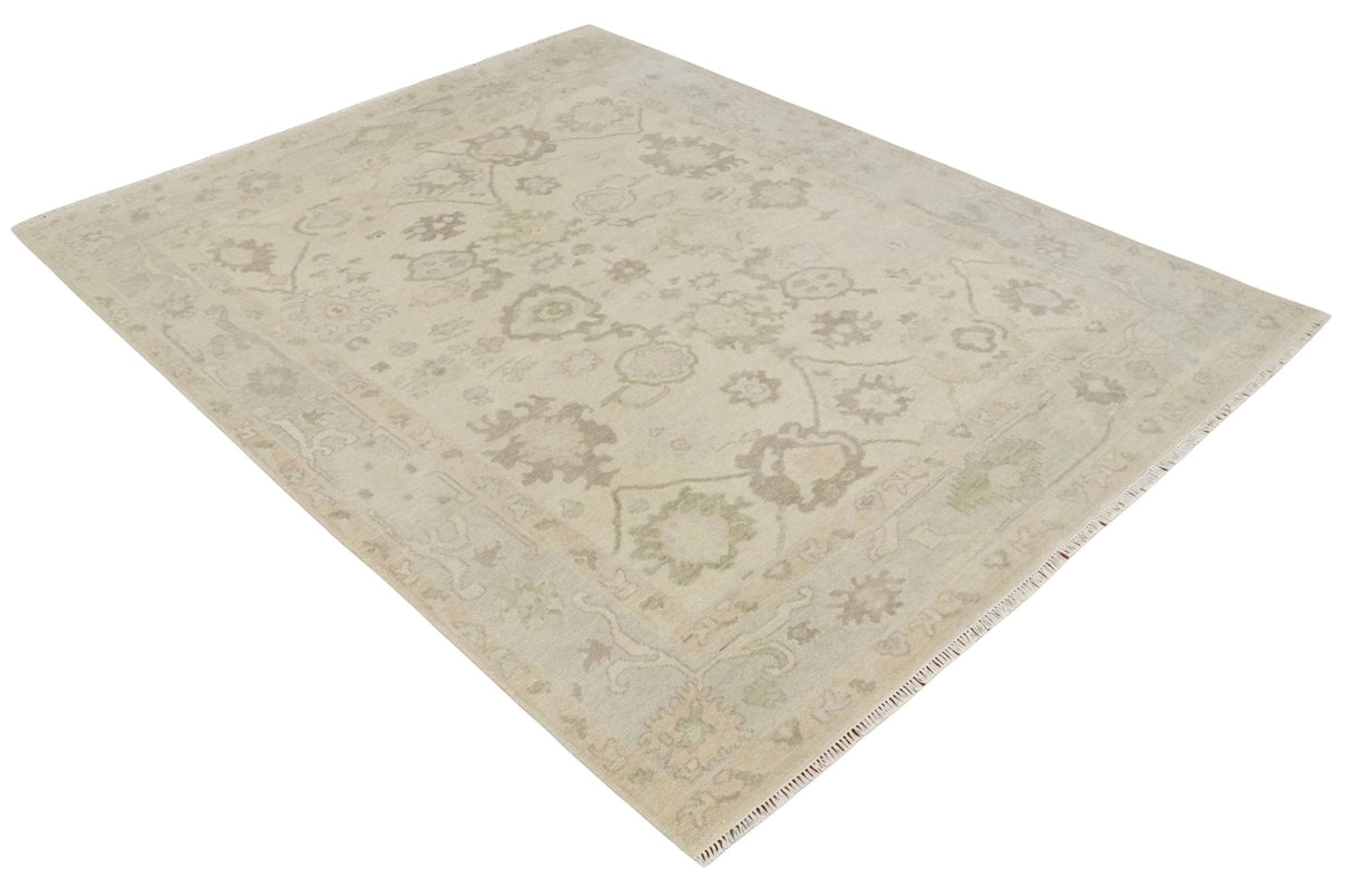 Custom Made Traditional Camel and Silver Antique Style Oushak Hand knotted Wool Area Rug
