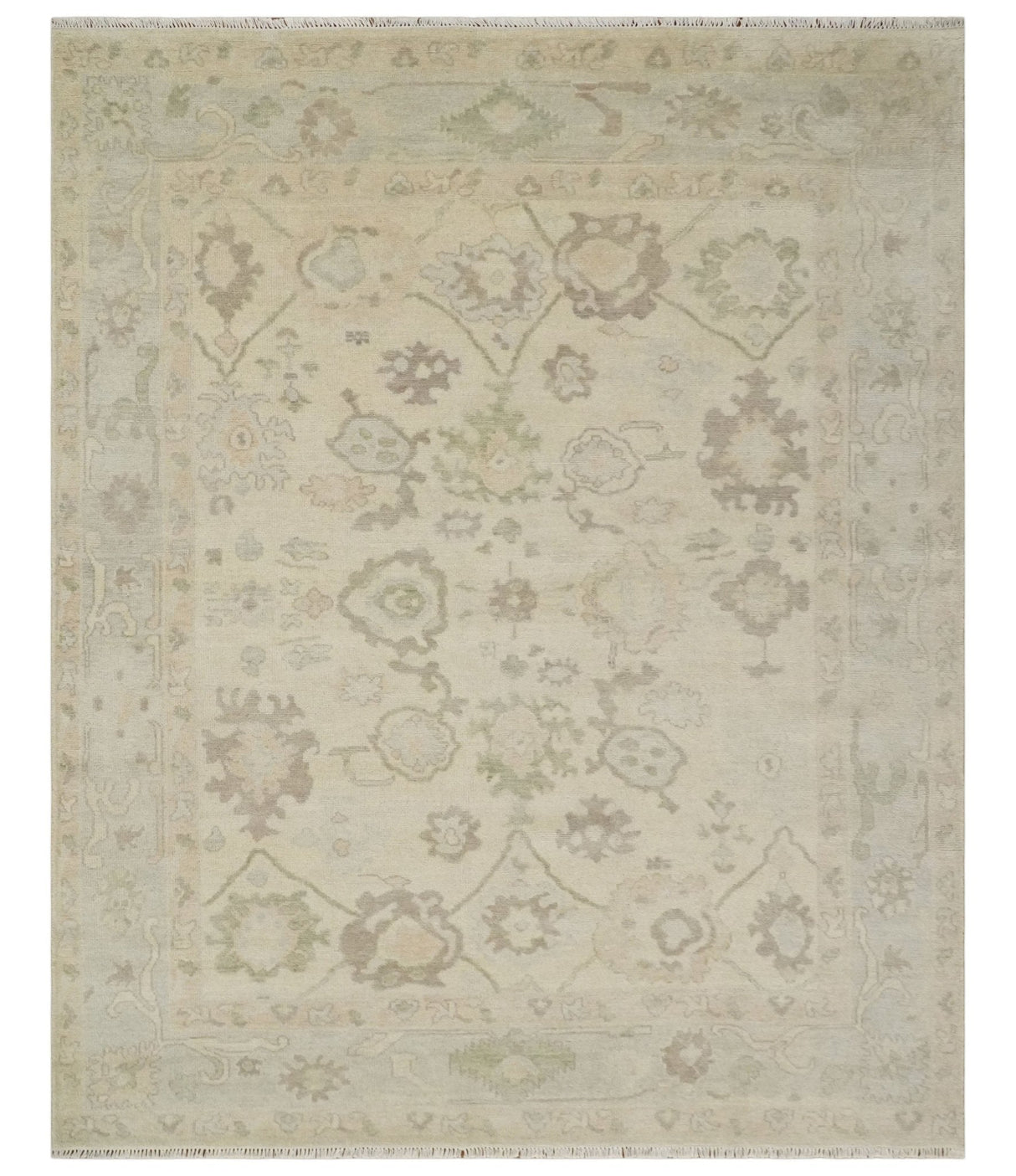 Custom Made Traditional Camel and Silver Antique Style Oushak Hand knotted Wool Area Rug