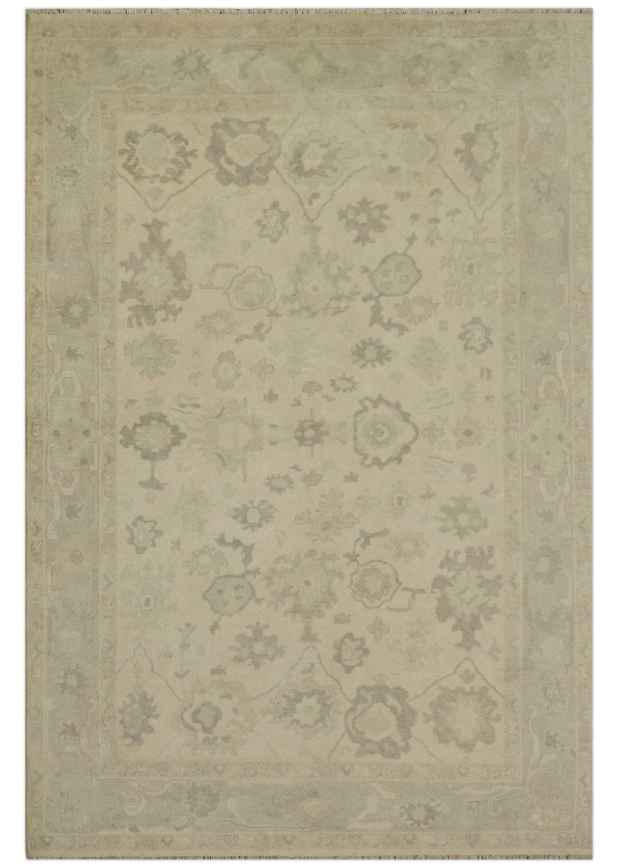 Custom Made Traditional Camel and Silver Antique Style Oushak Hand knotted Wool Area Rug