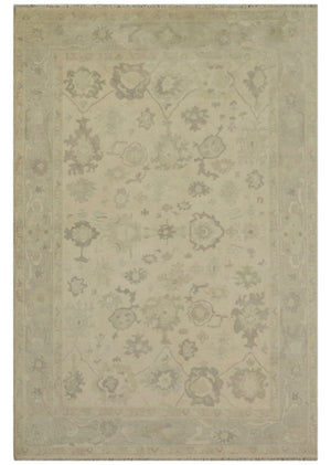 Custom Made Traditional Camel and Silver Antique Style Oushak Hand knotted Wool Area Rug