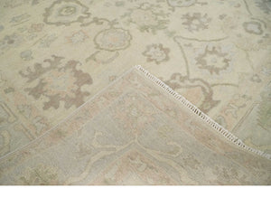 Custom Made Traditional Camel and Silver Antique Style Oushak Hand knotted Wool Area Rug