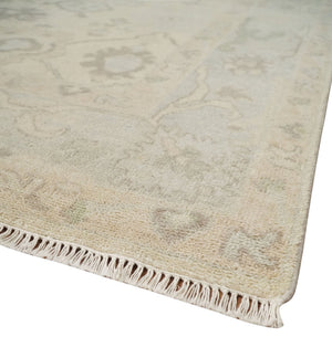 Custom Made Traditional Camel and Silver Antique Style Oushak Hand knotted Wool Area Rug