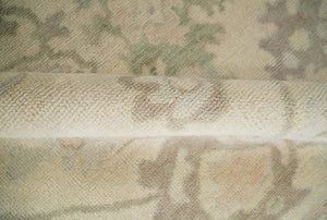Custom Made Traditional Camel and Silver Antique Style Oushak Hand knotted Wool Area Rug