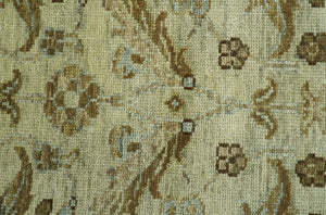 Custom Made Traditional Design Beige And Brown Hand Knotted wool area rug