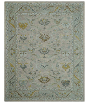 Custom Made Traditional Design Beige Peach Hand Tufted Wool Area Rug