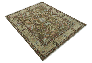 Custom Made Traditional Design Brown And Beige Hand Knotted wool area rug
