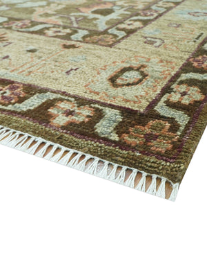 Custom Made Traditional Design Brown And Beige Hand Knotted wool area rug
