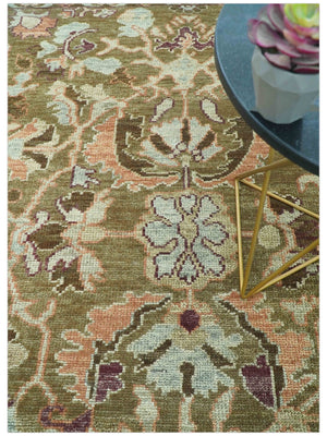 Custom Made Traditional Design Brown And Beige Hand Knotted wool area rug