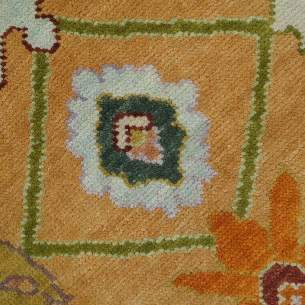Custom Made Traditional Floral Dark Peach and Ivory Hand knotted Multi Size wool Area Rug
