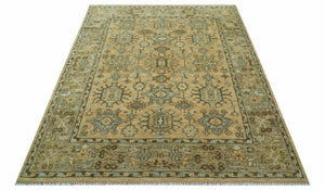 Custom Made Traditional Geometrical Design Peach And Silver Hand Knotted wool area rug