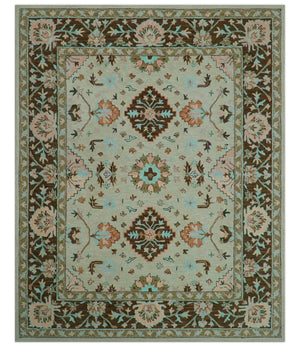 Custom Made Traditional Oriental Design Beige And Brown Hand-Tufted Wool Area Rug
