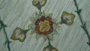 Custom Made Traditional Oriental Design Beige And Ivory Hand-Tufted Wool Area Rug