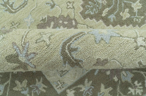 Custom Made Traditional Oriental Design Earthy Beige Hand-Tufted Wool Area Rug