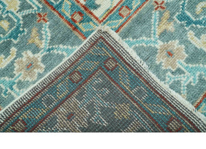 Custom Made Traditional Oriental Oushak Ivory And Blue Hand Knotted Wool Rug