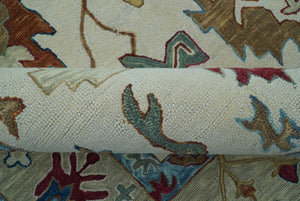 Custom Made Traditional Oushak Blue And Beige Hand Tufted Wool Rug