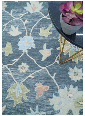 Custom Made Traditional Oushak Charcoal And Beige Hand Tufted Wool Area Rug