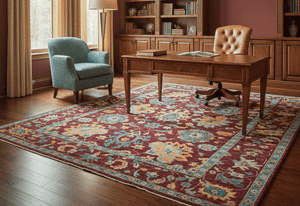 Custom Made Traditional Oushak Design Maroon Hand Knotted Wool Area Rug