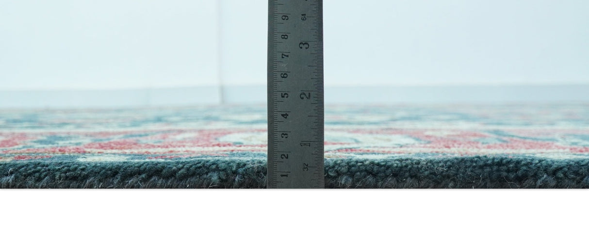 Custom Made Traditional Oushak Design Teal Hand Tufted Wool  Rug