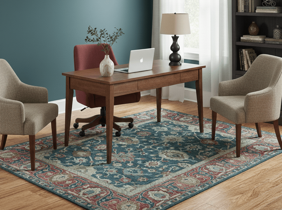 Custom Made Traditional Oushak Design Teal Hand Tufted Wool  Rug