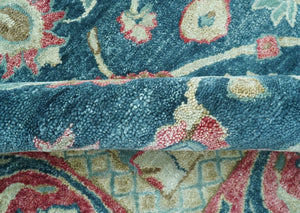 Custom Made Traditional Oushak Design Teal Hand Tufted Wool  Rug