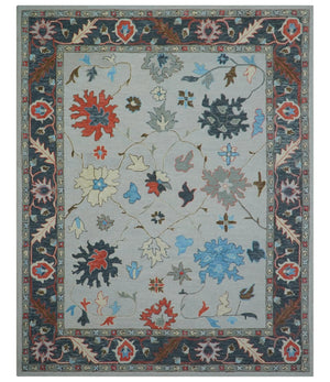 Custom Made Traditional Oushak Silver Hand Tufted Wool Area Rug