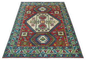 Custom Made Traditional Persian Design Red And Ivory Hand Knotted Wool Rug