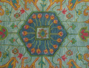 Custom Made Traditional Serapi Design Blue And Yellow Hand Tufted Wool Rug