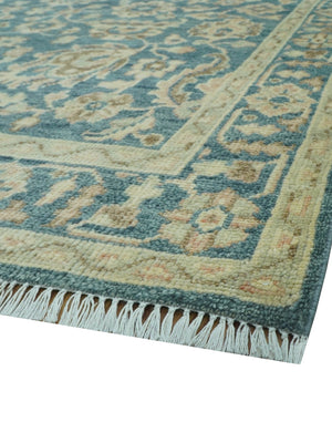 Custom Made Traditional Teal Oushak Hand Knotted Wool Rug