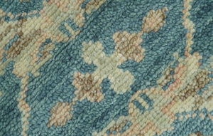 Custom Made Traditional Teal Oushak Hand Knotted Wool Rug