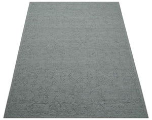 Custom Made Traditional Transitional Gray Hand Tufted wool rug