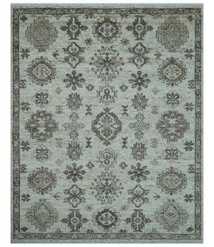 Custom Made Traditional Turkish Design Beige Hand Knotted Natural Wool Area Rug