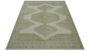 Custom Made Traditional Turkish Design Beige Hand knotted Wool Area Rug