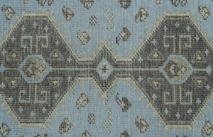 Custom Made Traditional Turkish design Blue And Brown Hand Knotted Wool Area Rug