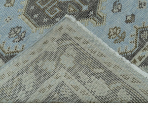 Custom Made Traditional Turkish design Blue And Brown Hand Knotted Wool Area Rug