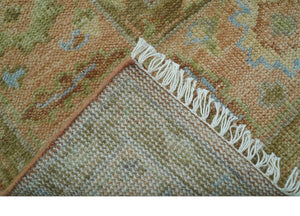 Custom Made Traditional Turkish Rust And Peach Hand Knotted Wool Area Rug
