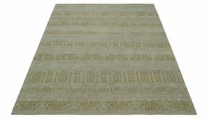 Custom Made Transitional Design Beige Hand Knotted Wool Area Rug