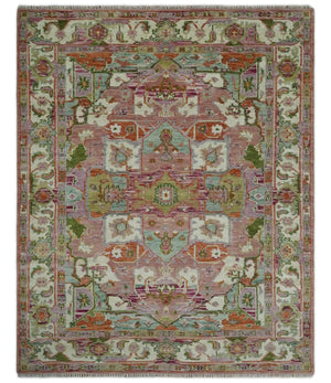 Custom Made Transitional Pink, Green and Ivory Turkish Design wool Area Rug